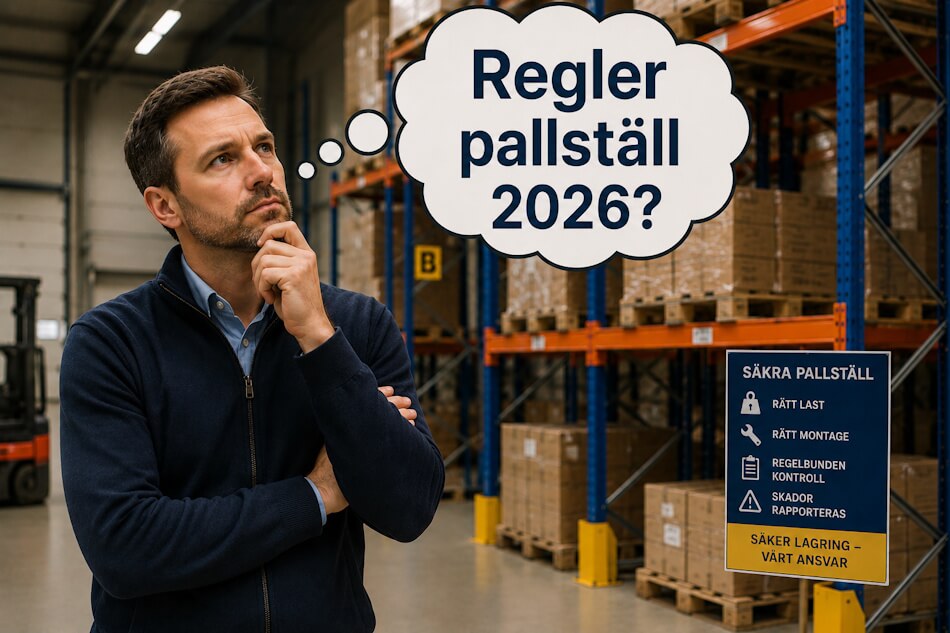 Man som funderar på regler för pallställ